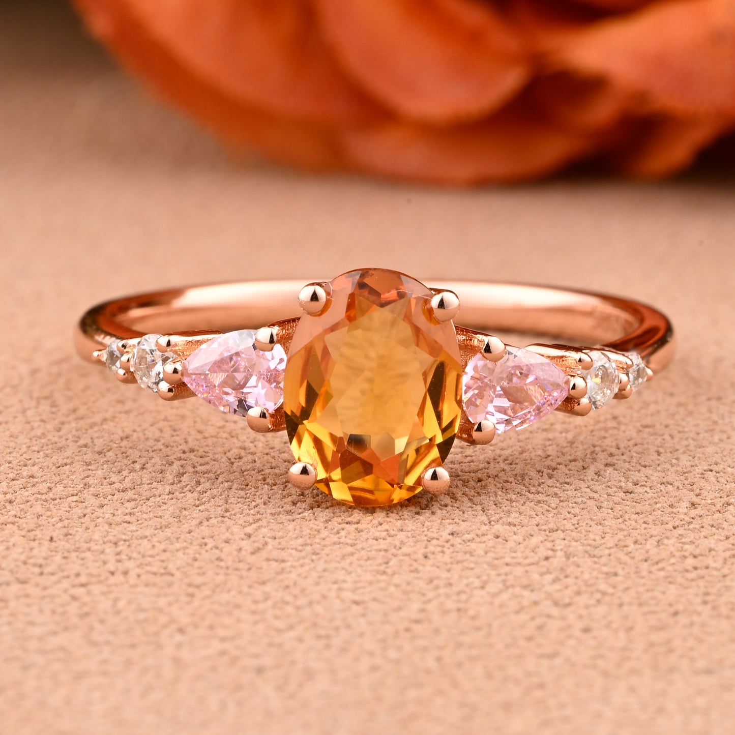 Bague de fiançailles vintage ovale en pierre de lune, bague de promesse unique en opale et moissanite