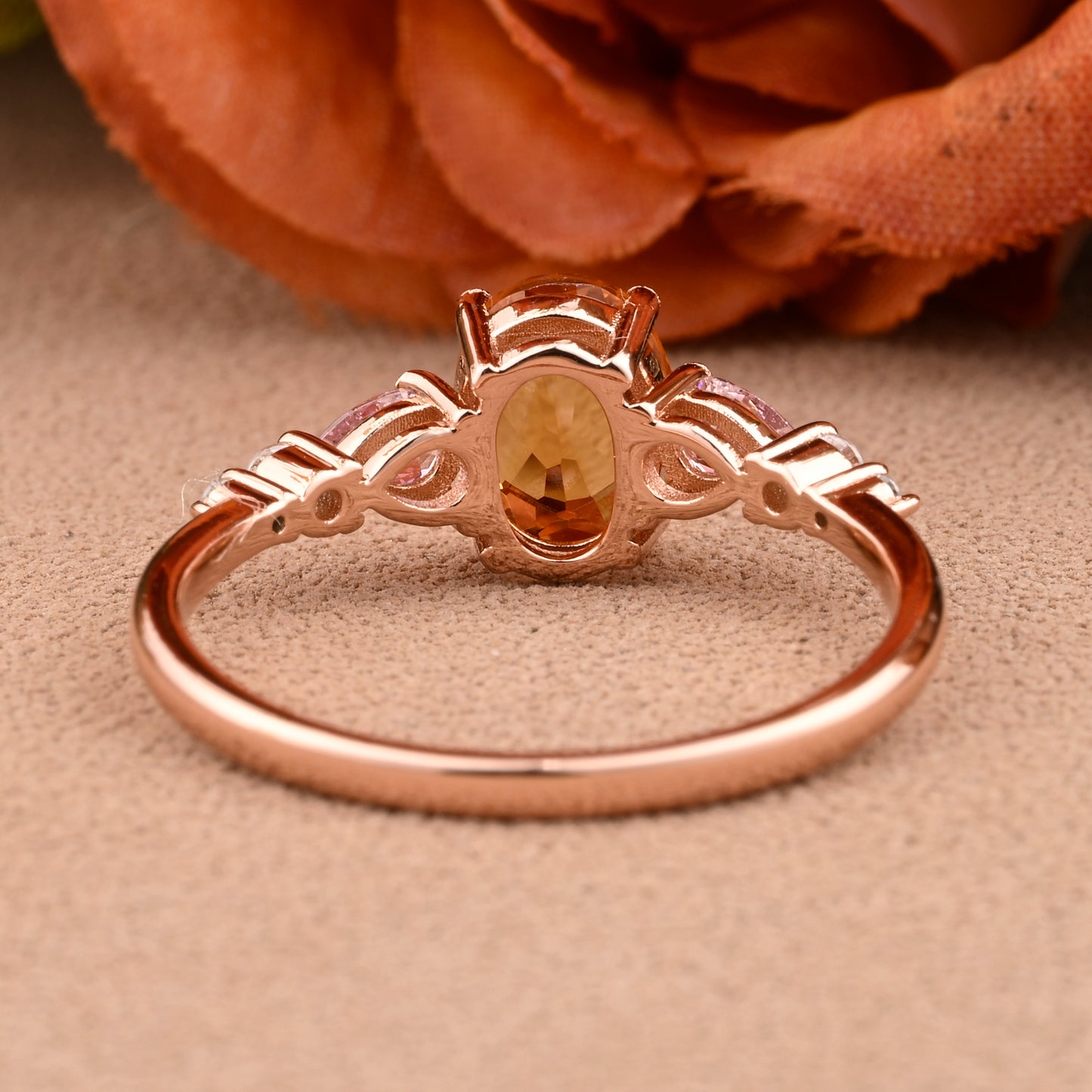 Bague de fiançailles vintage ovale en pierre de lune, bague de promesse unique en opale et moissanite