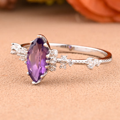 Bague de fiançailles vintage en forme de poire avec aigue-marine, ensemble de bagues de mariage uniques, cadeau d'anniversaire