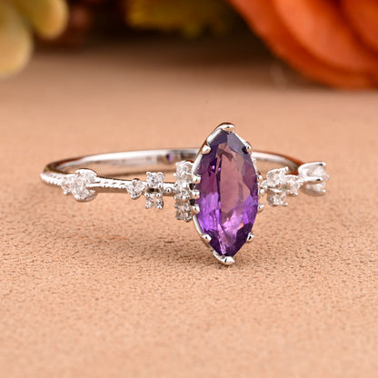 Bague de fiançailles vintage en forme de poire avec aigue-marine, ensemble de bagues de mariage uniques, cadeau d'anniversaire