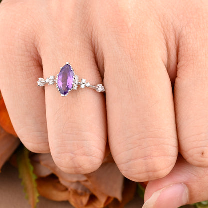 Bague de fiançailles vintage en forme de poire avec aigue-marine, ensemble de bagues de mariage uniques, cadeau d'anniversaire