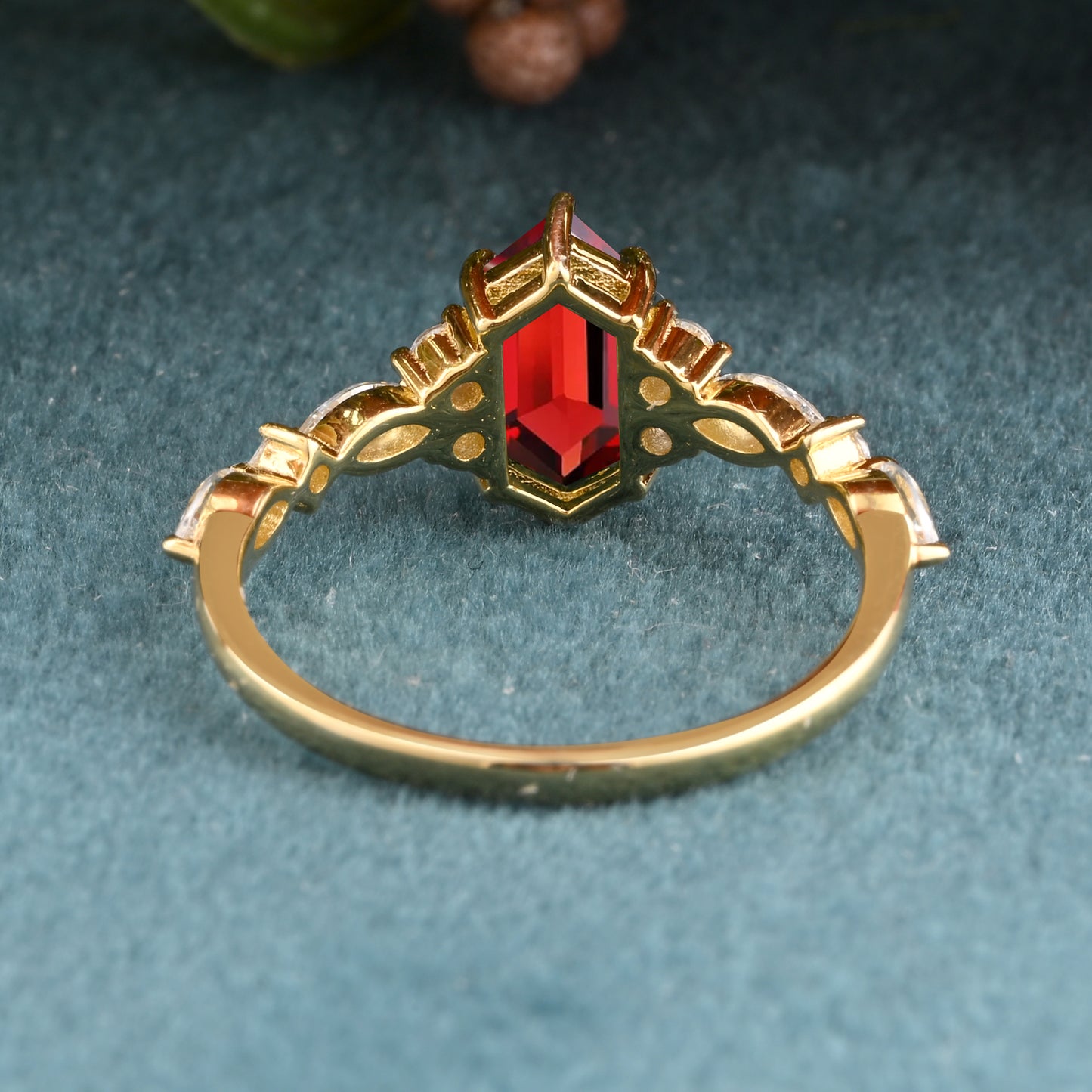 Unique Ruby Ring For Women Hexagon Cut Ruby Engagement Ring Art Deco Ruby Ring Dainty Bridal Ring Ruby Jewelry Anniversary Ring For Her