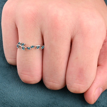 Vintage Pear Shape Alexandrite Enhancer Ring Set Unique Moissanite Gemstone Promise Bridal Ring Set