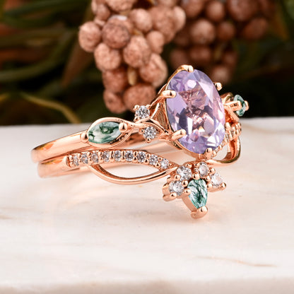Bague de fiançailles vintage en forme de poire avec aigue-marine, ensemble de bagues de mariage uniques, cadeau d'anniversaire