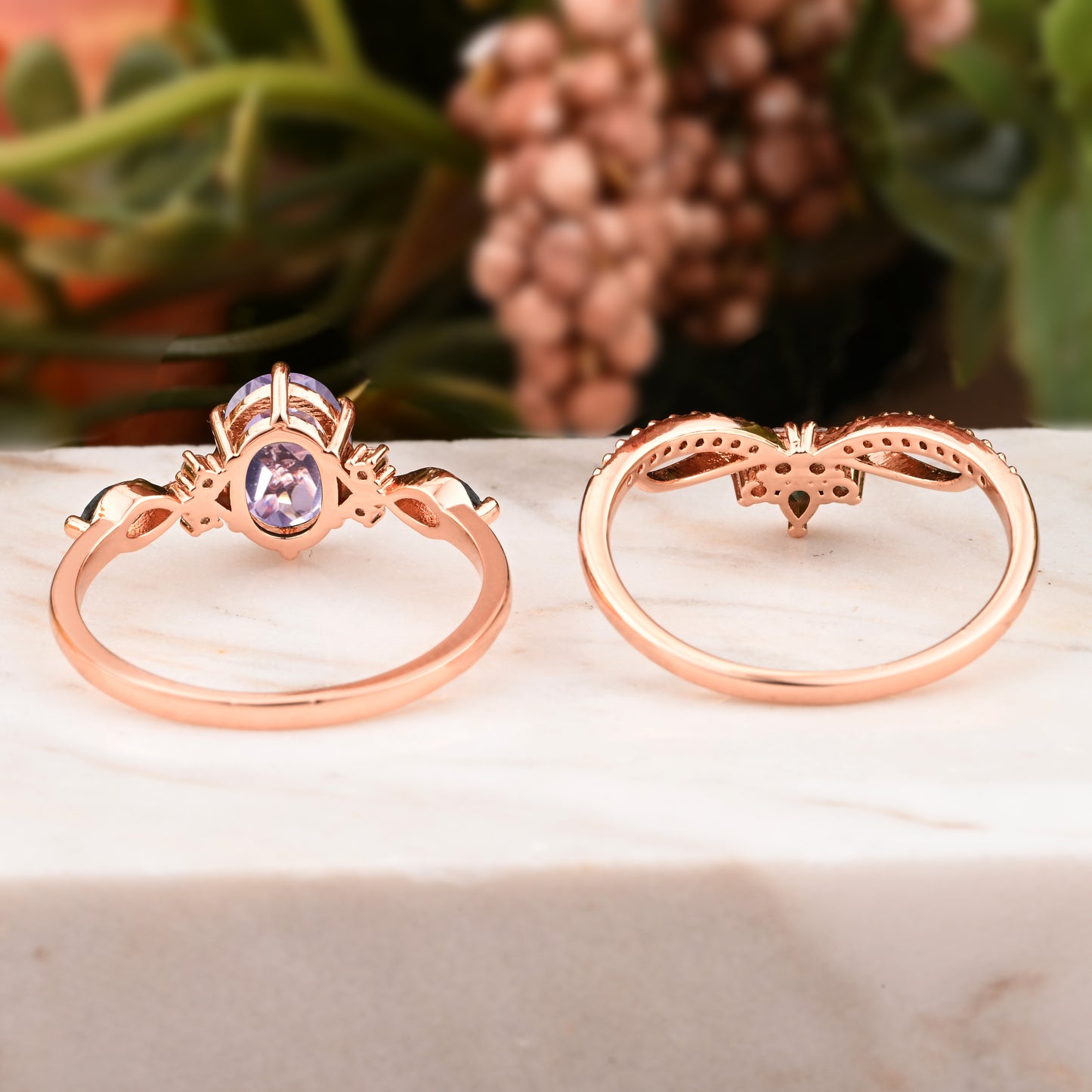 Bague de fiançailles vintage en forme de poire avec aigue-marine, ensemble de bagues de mariage uniques, cadeau d'anniversaire