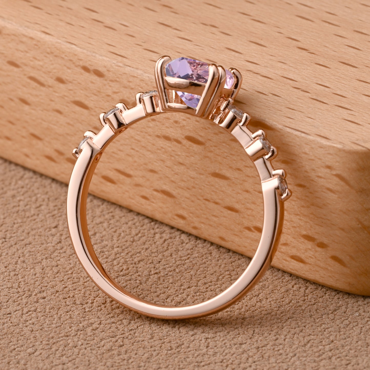 Vintage Oval Shape Amethyst Ring Unique Amethyst Moissanite Deco Gemstone Promise Bridal Ring
