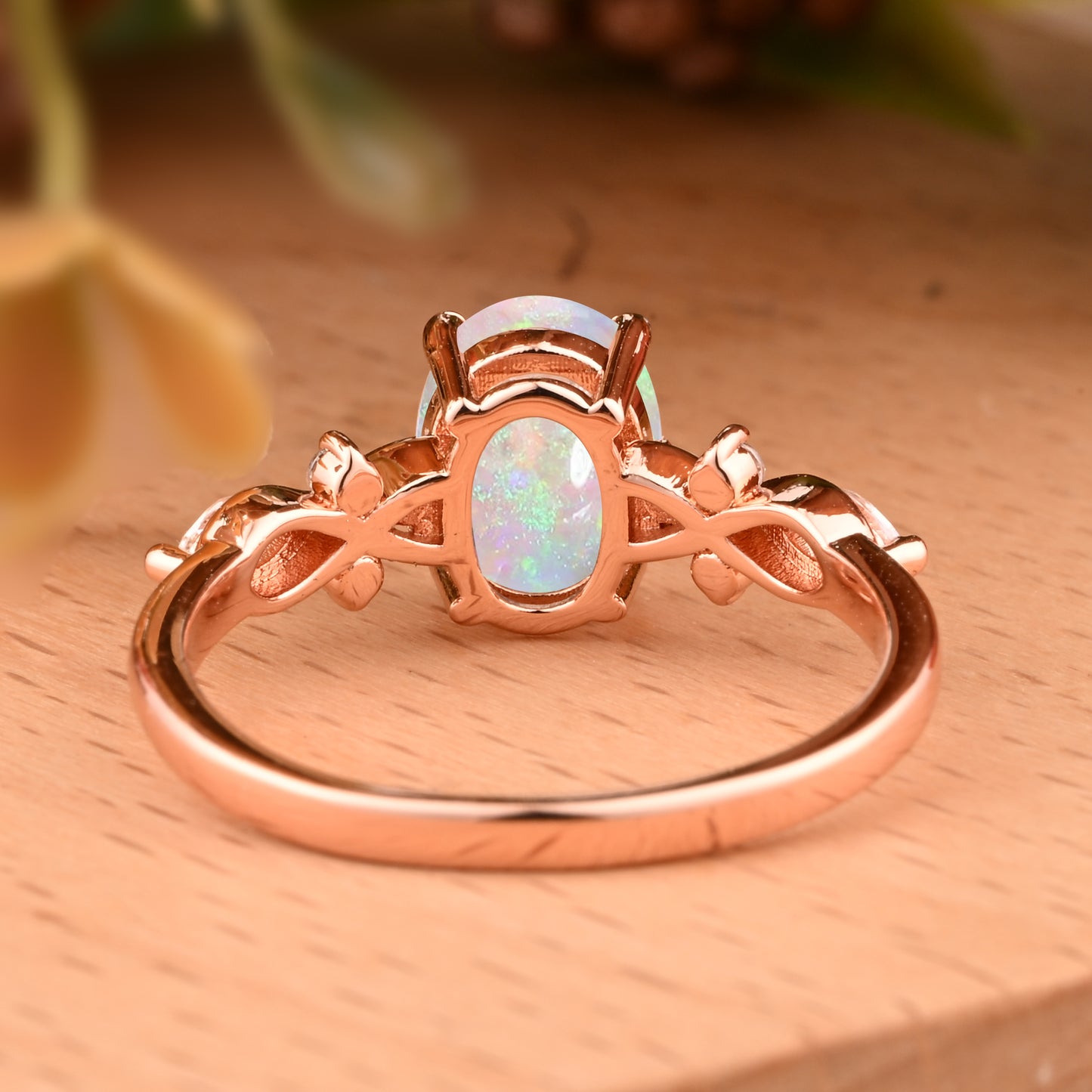 Vintage Oval Opal Engagement Ring Unique Oval Opal Promise Ring