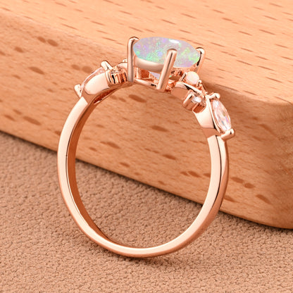 Vintage Oval Opal Engagement Ring Unique Oval Opal Promise Ring