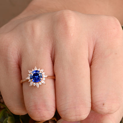 Bague de fiançailles vintage ovale en pierre de lune, bague de promesse unique en opale et moissanite
