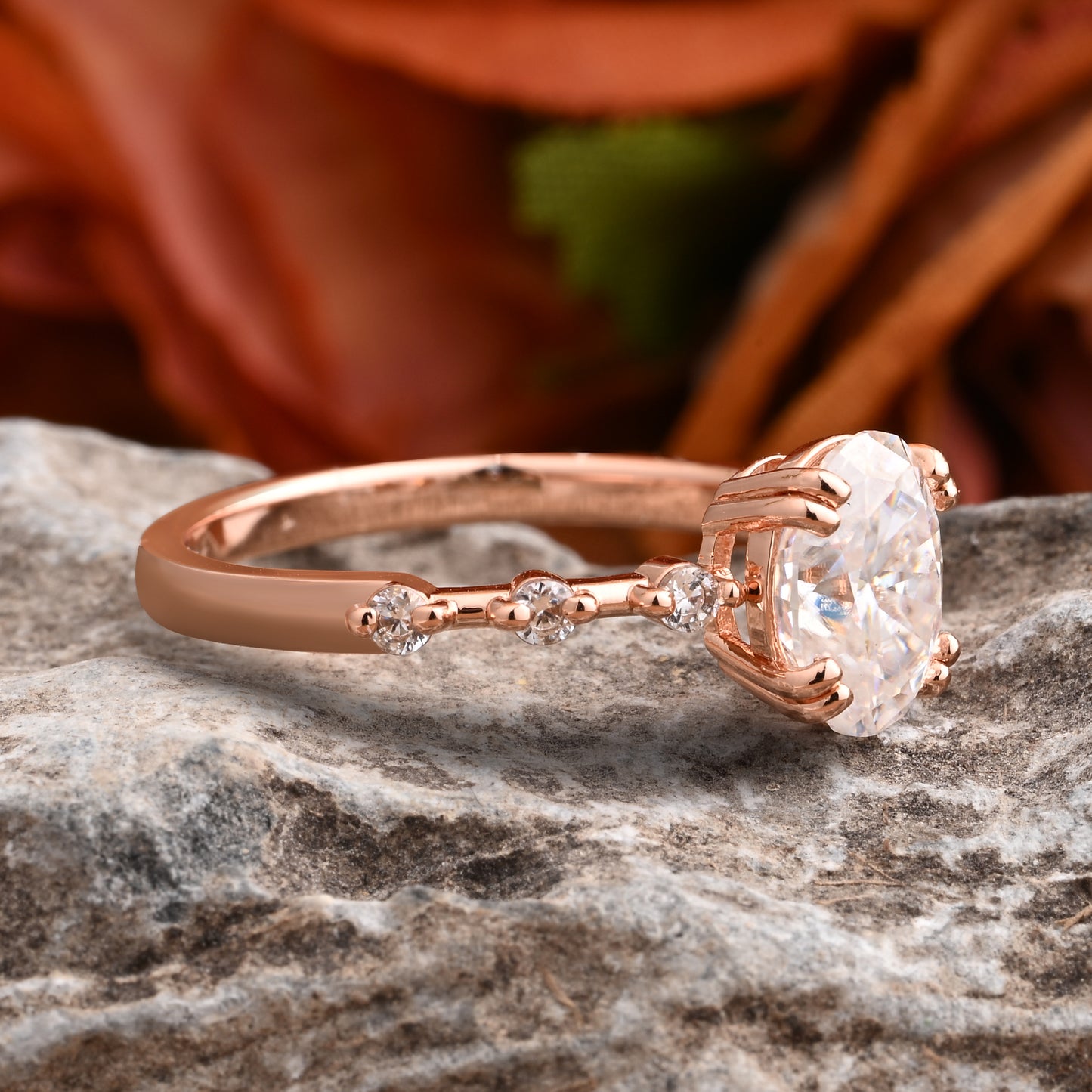 Vintage Oval Shape Moisssanite Ring Unique Moissanite Deco Gemstone Promise Bridal Ring