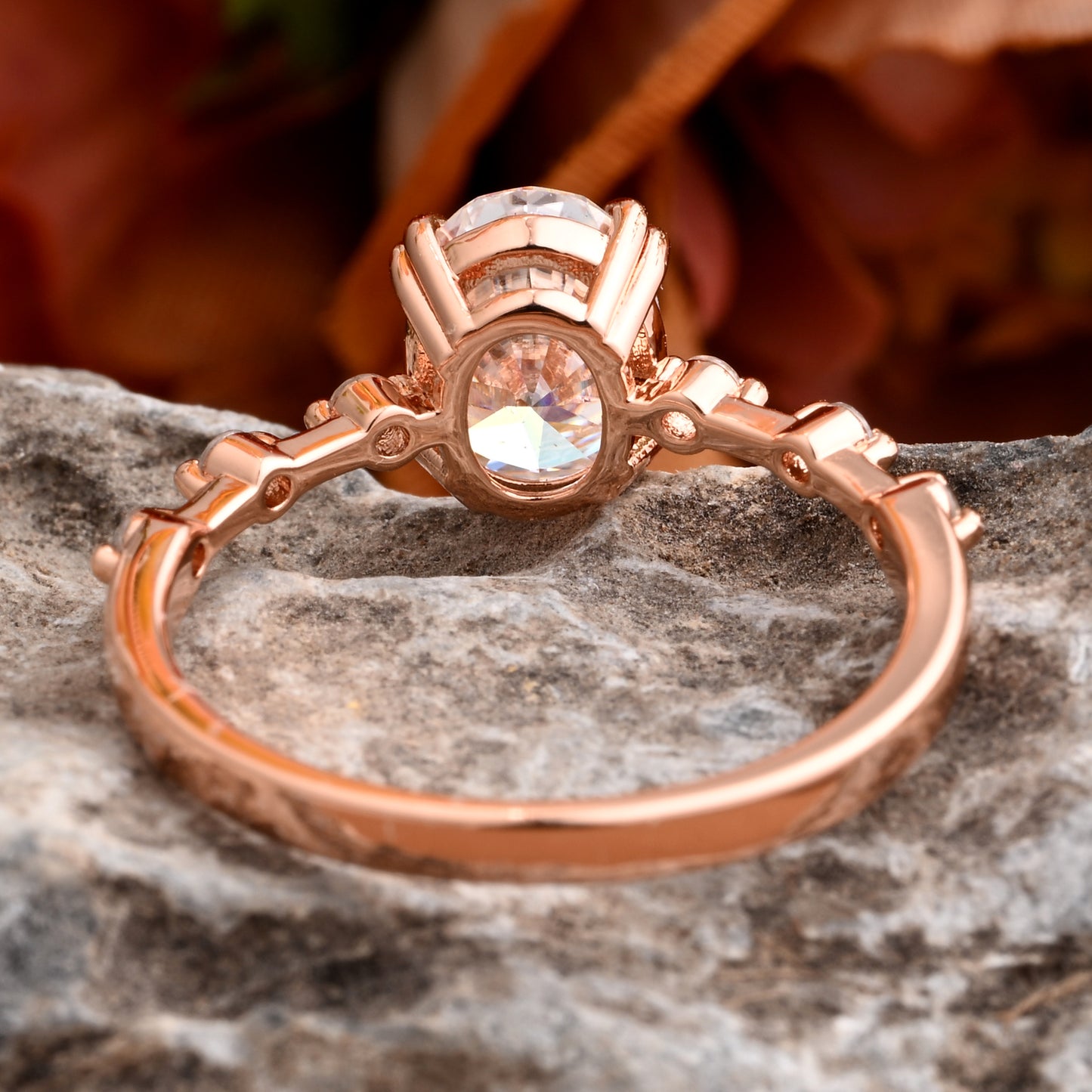 Vintage Oval Shape Moisssanite Ring Unique Moissanite Deco Gemstone Promise Bridal Ring