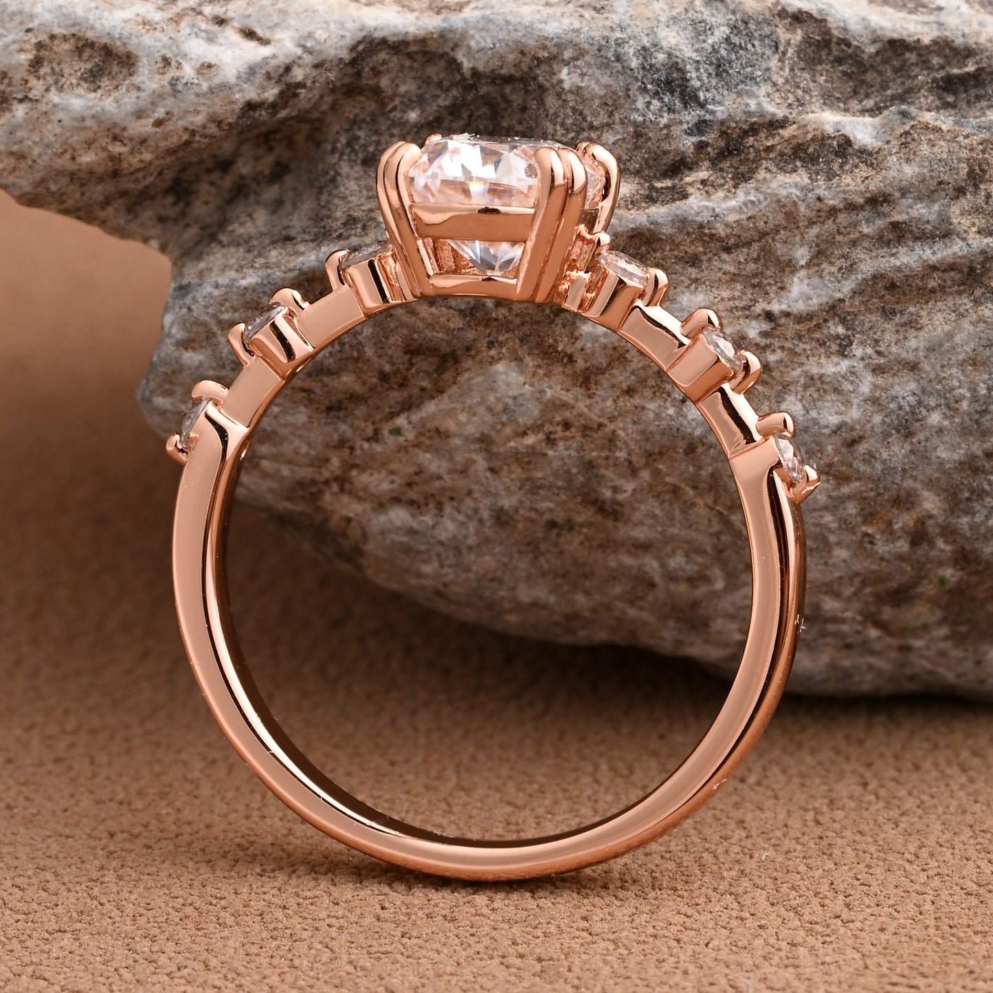 Vintage Oval Shape Moisssanite Ring Unique Moissanite Deco Gemstone Promise Bridal Ring